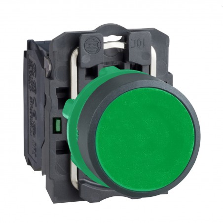XB5AA31 Schneider - bouton poussoir affleurant complet composable - Ø22 - Vert - 1NO - Harmony XB5