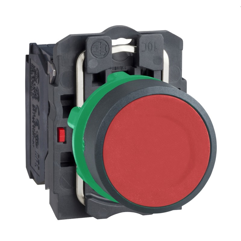 XB5AA42 Schneider - bouton poussoir affleurant complet composable - Ø22 - Rouge - 1NF - Harmony XB5