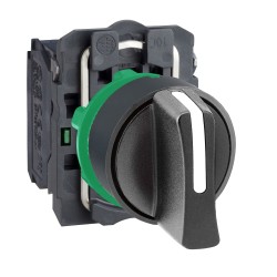 XB5AD33 Schneider bouton tournant manette - Ø22 - 3 positions fixes - noir - 2NO - vis - Harmony XB5