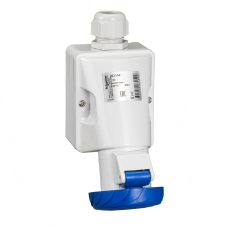 83154 Schneider PratiKa - Socle de prise 16A incliné - 2P+T - 200-250 V CA - IP67