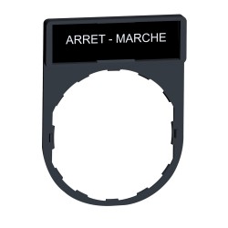 ZBY2166 Schneider Harmony - porte étiquette plate 30x40 - avec étiquette "ARRET - MARCHE" 8x27