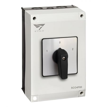 SCO4P80 - Coffret inverseur de source manuel - 63A - monophasé ou triphasé - avec position 0