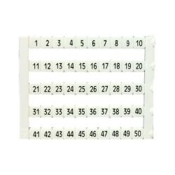 MT5150 - Plaquette de 50 repères de marquage numérotés 1 à 50 pour bloc de jonction - IMO