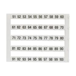MT551100 - Plaquette de 50 repères de marquage numérotés 51 à 100 pour bloc de jonction - IMO