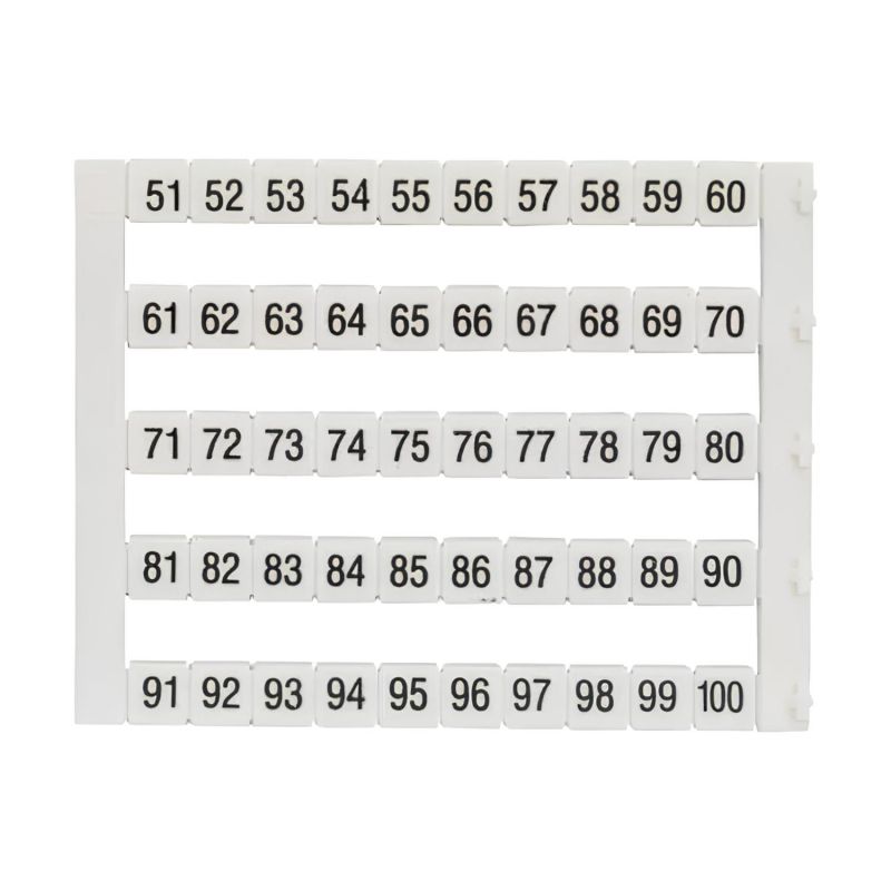 MT551100 - Plaquette de 50 repères de marquage numérotés 51 à 100 pour bloc de jonction - IMO