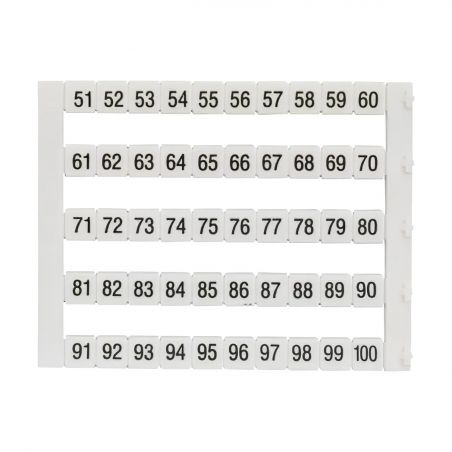 MT551100 - Plaquette de 50 repères de marquage numérotés 51 à 100 pour bloc de jonction - IMO