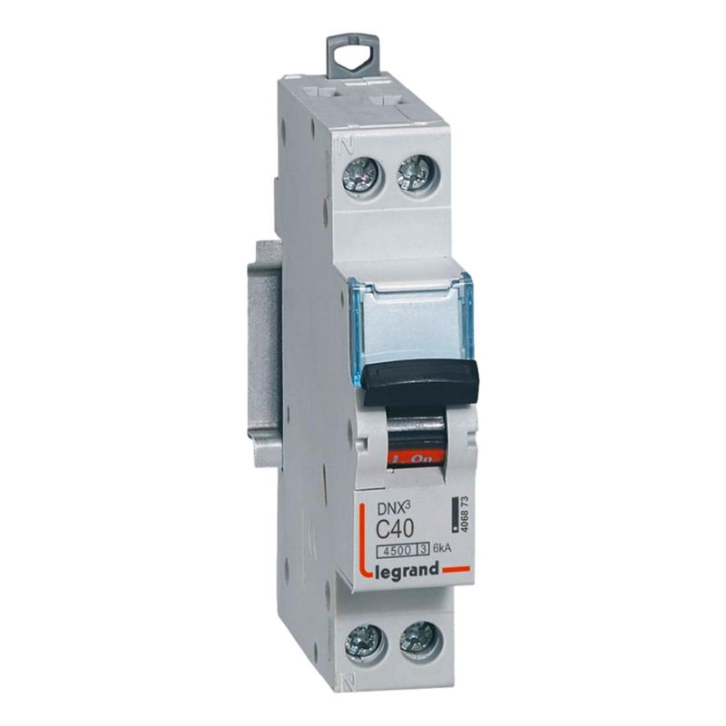 406873 Disjoncteur Legrand 40A unipolaire + neutre DNX3 - courbe C - 4,5/6kA - À vis - 1 module