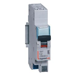 406780 Disjoncteur phase neutre 1P+N - 2A - Courbe C 4,5kA/6kA - Bornes AUTO - 1 module Legrand DNX3