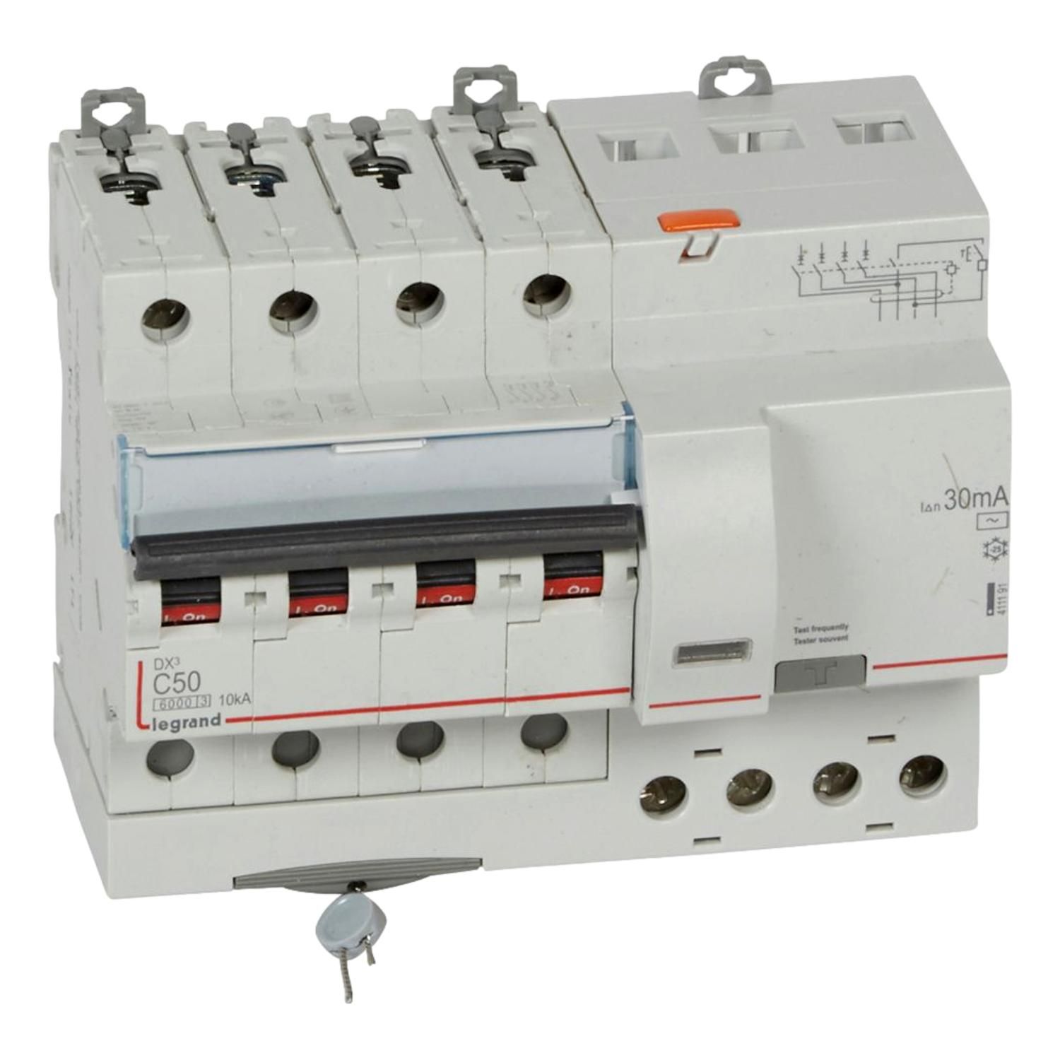 Legrand DX3 Disjoncteur Diff rentiel T trapolaire 50A 30mA Type AC 10kA