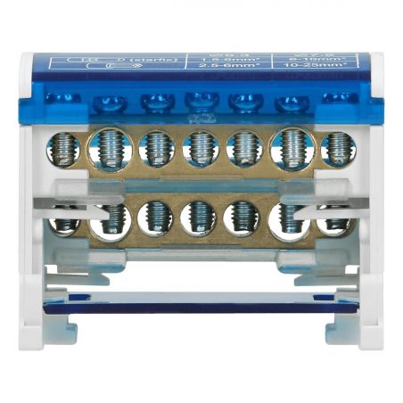 Répartiteur modulaire bipolaire 125A 7 départs: 5x 1,5 à 6mm² + 2x 6 à 16mm²