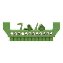 Bornier de terre en laiton isolé 12x10mm² - Fixation sur rail DIN