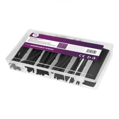 Coffret de 100 gaines thermorétractables noires 2:1 - Pré-coupées 10cm