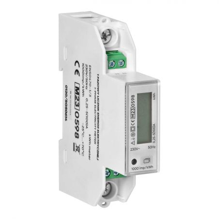 Compteur modulaire monophasé 100A - 230V - 1 module - certifié MID - avec affichage digital