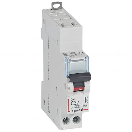 406886Disjoncteur Legrand 32A unipolaire + neutre DX3 - courbe C - 4,5/6kA - AUTO+VIS - 1 module
