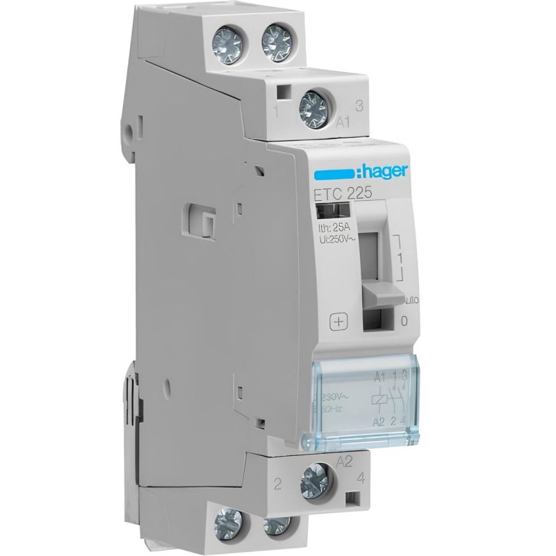 ETC225 Hager - Contacteur chauffe eau Double tarif (jour nuit) 25A 2NO - bobine 230Vca