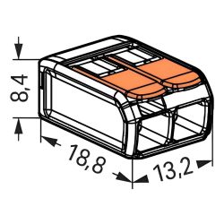 221-412 Wago - Boite de 100 bornes de connexion Wago 2 entrées de 4mm² pour fils souples & rigides à levier