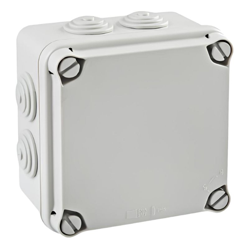 EV111 IDE Boite de dérivation étanche IP65 IK07 850° plastique avec entrées coniques dim.108x108x64