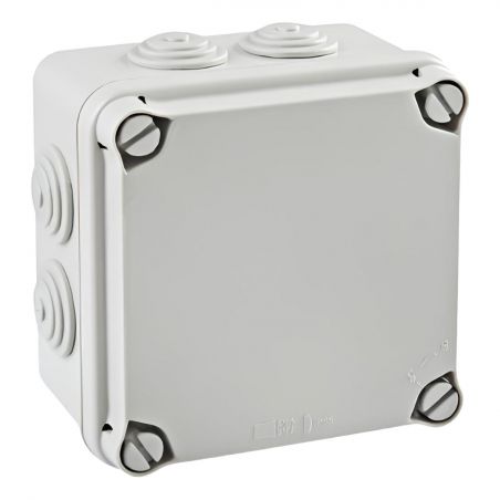EV111 IDE Boite de dérivation étanche IP65 IK07 850° plastique avec entrées coniques dim.108x108x64