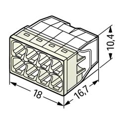 2273-208 Wago - Boite de 50 bornes de connexion Wago 8 entrées 0,5 à 2,5mm² fil rigide GRIS