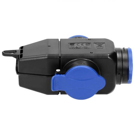Fiche femelle noir en caoutchouc 2P+T 16A 230V - 3 prises - IP44 - NF