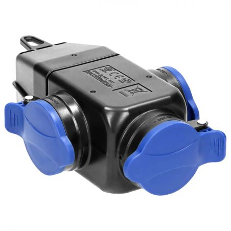 Fiche femelle noir en caoutchouc 2P+T 16A 230V - 3 prises - IP44 - NF