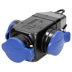 Fiche femelle noir en caoutchouc 2P+T 16A 230V - 3 prises - IP44 - NF