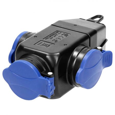 Fiche femelle noir en caoutchouc 2P+T 16A 230V - 3 prises - IP44 - NF