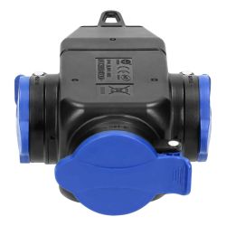 Fiche femelle noir en caoutchouc 2P+T 16A 230V - 3 prises - IP44 - NF