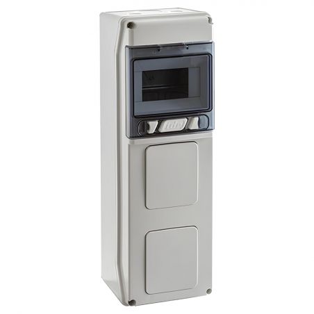 PCSN6PT - Coffret pour prise étanche IP65 - prédécoupage 2 prises - 1 rangée de 6 modules - IDE STAR