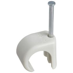 Lot 100x Cavalier pontet électrique BLANC pour fixation de câbles de diamètre 7 à 10mm - Clou 25mm - Schneider