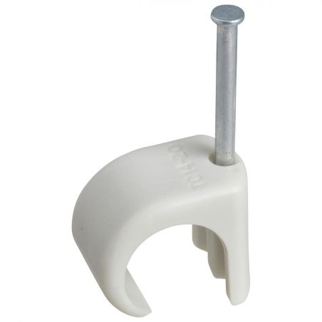 Lot 100x Cavalier pontet électrique BLANC pour fixation de câbles de diamètre 7 à 10mm - Clou 25mm - Schneider
