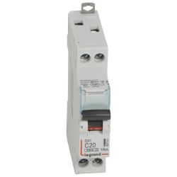 407701 Disjoncteur unipolaire + neutre 20A - 1P+N Courbe C - 6/10kA - À vis - Legrand DX3