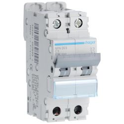 NFN203 Disjoncteur 3A Hager - 2P - 6-10kA - courbe C - Bornes alignées à vis - NFN - 2 modules