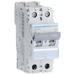 NFN250 Disjoncteur 50A Hager - 2P - 6-10kA - courbe C - Bornes alignées à vis - NFN - 2 modules