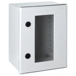 Coffret électrique en polyester étanche IP66 - 600x400x230 - Porte vitrée avec auvent -IDE