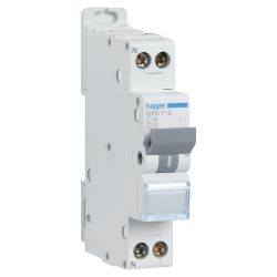 MFN716 Disjoncteur Hager 16A - 1P+N - 3kA - Courbe C - Bornes à vis - 1 module - MFN