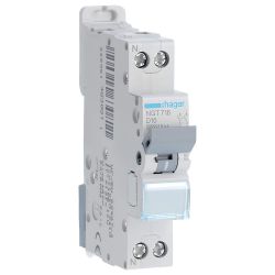 NGT716 Disjoncteur Hager 16A - 1P+N - 6-10kA - courbe D - Bornes décalées à vis - NGT - 1 module