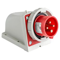 Socle male triphasé 32A 3P+T 380V - 4 broches - Étanche IP67- livré avec bouchon d'étanchéité - IDE