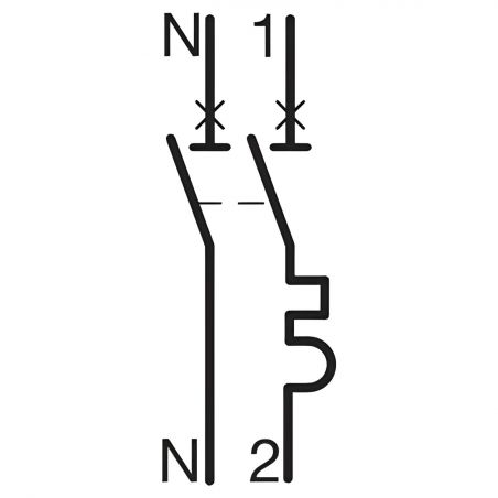 MFS702 Disjoncteur Hager 2A - 1P+N - 3kA - Courbe C - Bornes auto/auto - SansVis - 1 module - MFS