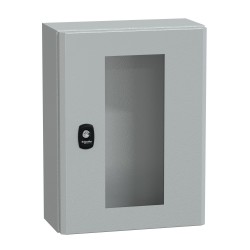 NSYS3D4315T Coffret métallique étanche IP66 - 400x300x150 - Porte vitrée - Spacial S3D - Schneider Electric