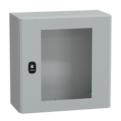 NSYS3D4420T Coffret métallique étanche IP66 - 400x400x200 - Porte vitrée - Spacial S3D - Schneider Electric