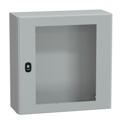 NSYS3D5520T Coffret métallique étanche IP66 - 500x500x200 - Porte vitrée - Spacial S3D - Schneider Electric