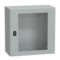 NSYS3D5525T Coffret métallique étanche IP66 - 500x500x250 - Porte vitrée - Spacial S3D - Schneider Electric