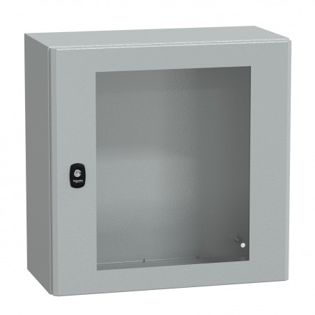 NSYS3D5525T Coffret métallique étanche IP66 - 500x500x250 - Porte vitrée - Spacial S3D - Schneider Electric