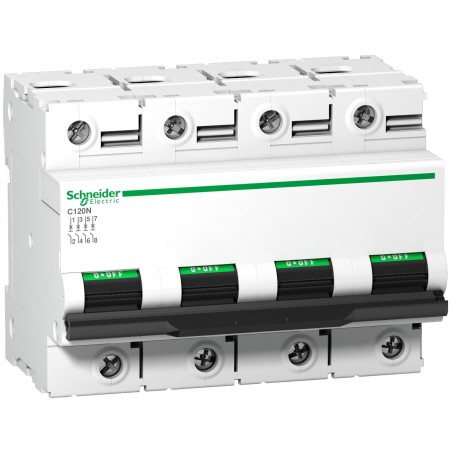 A9N18375 Schneider C120N disjoncteur tétrapolaire Schneider 100 A - 4P - courbe C - 10kA - À vis