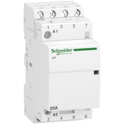 A9C22824 - Contacteur tétrapolaire - 4NO - 20A - Bobine 230Vca - Schneider Acti 9 iCT