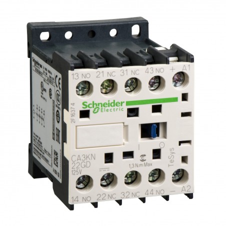 CA3KN22GD Schneider - Contacteur tétrapolaire - 2NO+2NF - 10A - Bobine 125Vcc - Vis - CA3KN