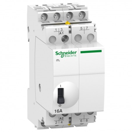 A9C30114 Schneider - Télérupteur tétrapolaire 4NO 16A - 24Vca ou 12Vcc - Acti9 iTL