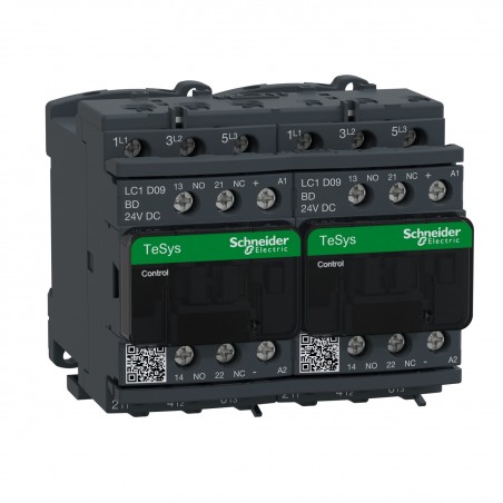 LC2D09BD Schneider - Contacteur inverseur tripolaire - 3NO - 9A - Bobine 24Vcc - Vis
