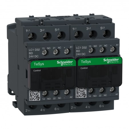 LC2D32BD Schneider - Contacteur inverseur tripolaire - 3NO - 32A - Bobine 24Vcc - Vis